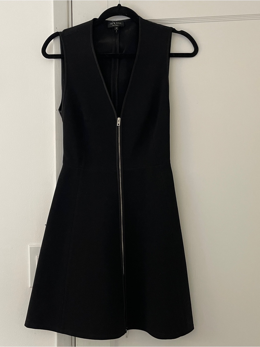rag & bone Black Strapless Zip-Front A-Line Dress